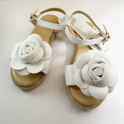 Sandalias Janie and Jack Niña Blanco Flor Alpargata Zapatos Talla 8 Nuevas con Etiquetas Foto 1 de 4