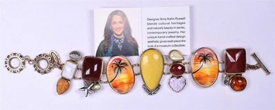 Amy Kahn Russell Statement Bracelet Bronze Tropical 7-8" - Image 1 of 4