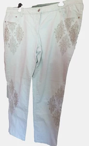 Janet & Joyce Damen  Stretch  Jeans Hose  Gr.  56 Wollweiß ( Stickerei Blume ) - Bild 1 von 2