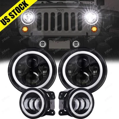Kit de halo faros antiniebla LED de 7"" combo punto para Jeep Wrangler JK 2007-2018 Foto 1 de 4