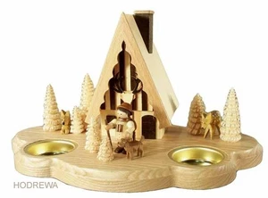 Rauchhaus Forsthaus mit Teelichter 13cm NEU Rauchfigur Erzgebirge Räucherhaus - Picture 1 of 1