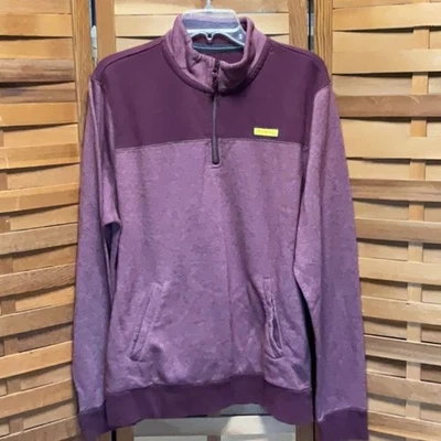 Prince & Fox Maroon Red Mock Collar Sweatshirt 1/4 Zip Closure Women XL Cotton - Image 1 of 4