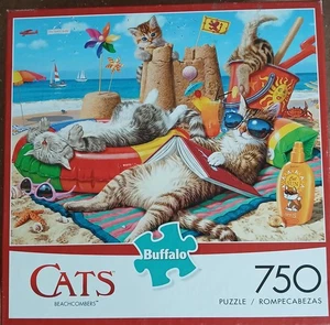 Buffalo Beachcombers Cats Puzzle 750 Pieces Plus Poster Border Bagged Steve Reed - Picture 1 of 4