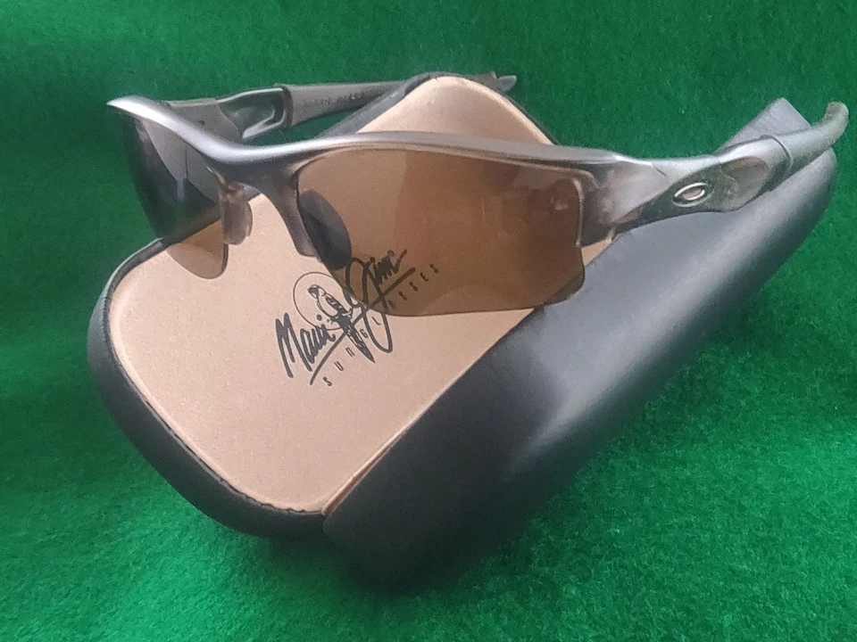 OAKLEY FLAK 12-905 53 20 USA Polarized Rootbeer Sunglasses With Maui Jim Case - Image 1 of 4