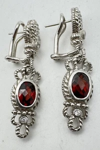 Hermosos Pendientes Araña Judith Ripka Tailandia Plata Esterlina Granate - Imagen 1 de 6