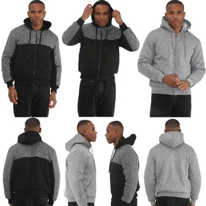 Sudadera con capucha con cremallera forrada de lana cálida con capucha chaqueta informal para hombre - Imagen 1 de 12