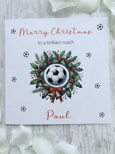 Personalised Football Wreath Christmas Card Manager Coach Referee Linesman - Picture 1 of 3