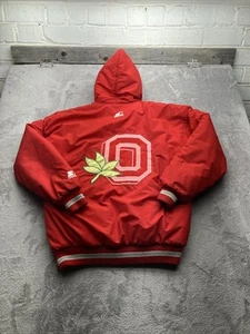 Ohio State Starter Jacket Large L Buckeyes 1992 Vintage Hooded Puffer Block O - Picture 1 of 17