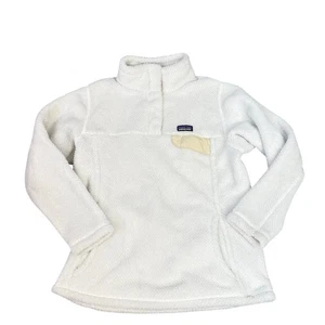 Patagonia Girls Pullover Snap-T White Medium Size 10 Pockets Fleece - Picture 1 of 7