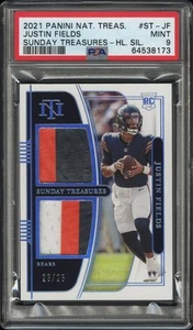 Justin Fields 2021 National Sunday Treasures Memorabilia #JF SN/25 PSA BEARS - Imagen 1 de 2