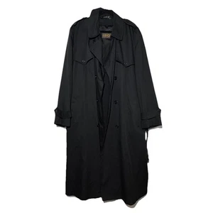 Vintage 90s Chaps Ralph Lauren Black Trench Rain Coat Men’s 46L Belted Lined - Picture 1 of 19