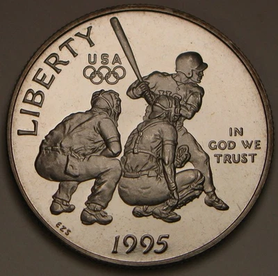 USA 1/2 Dollar 1995 S Proof - Atlanta Olympics / Baseball - 3499 * - Image 1 of 2