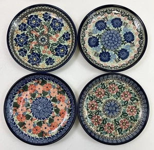4 Unikat Polnische Keramik Salat Dessert Teller Floral - Bild 1 von 3