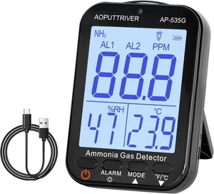 Rilevatore Gas Ammoniaca Misuratore Qualità Aria Professionale NH3 Gas Monitor Ricaricabile - Foto 1 di 8