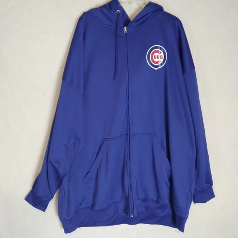 Chicago Cubs Hoodie Mens 5XL Blue Majestic Zip Up Sweatshirt Logo Baseball MLB Cover