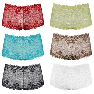 Damen 6er-Pack Komfort Durchsichtig Spitze Tanga Hipster Boyshorts Höschen - Bild 1 von 5