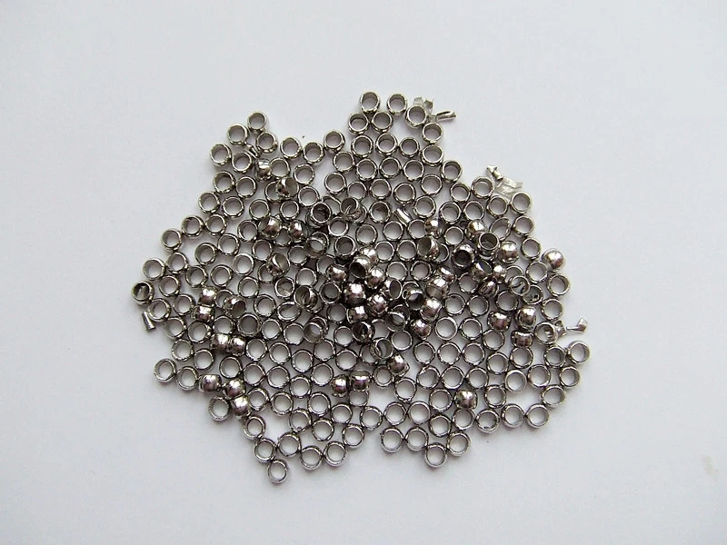 200pz  schiaccini in ottone colore argento scuro 2mm lead,nickel free - Immagine 1 di 1