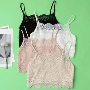 Women Camisoles Mulberry Silk Bralette Lace Bandeau Bra Camis Crop Top Tank Tops - Picture 1 of 16