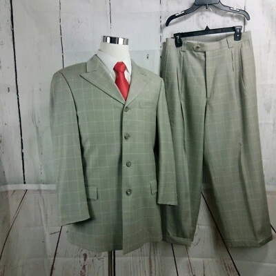 Traje Steve Harvey Collection Super 120's 40R 4 Botones Gris Cuadros 2 piezas 31x27  Foto 1 de 4