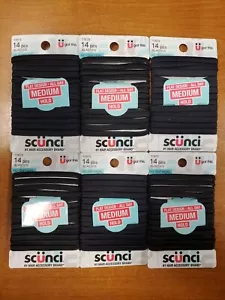 6 Pks of 14: Scunci No-Damage Black Hair Ties FLAT 17673 (0B-1454) - Picture 1 of 3