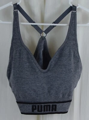 PUMA Women's Seamless Sports Bra Grey/Black Size XL - Image 1 of 3