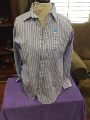 Polo para niños de The Childrens Place azul con rayas rosas talla XL (14) Foto 1 de 4