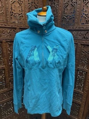 ARMANI ECHANGE XL Sudadera Camisa Top Bling 1/4 Cremallera Azul Verde azulado  Foto 1 de 4