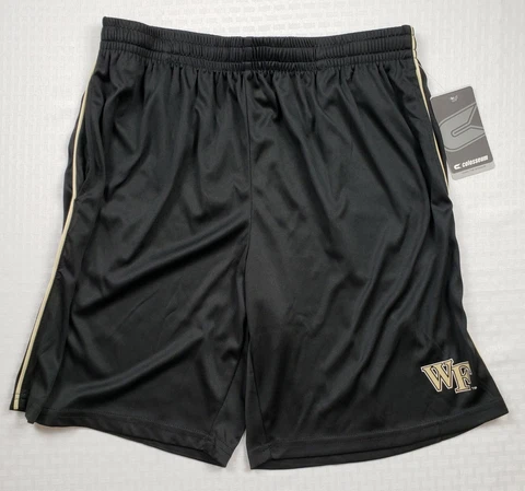 Wake Forest Men's Black & Thin Gold Stripe Athletic/Basketball Shorts Medium Cover