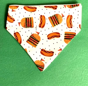 Over Collar Slide On Pet Dog Cat Bandana BURGERS & HOT DOGS XSMALL - Picture 1 of 1