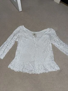 Hollister Blouse White Lace Medium - Picture 1 of 7