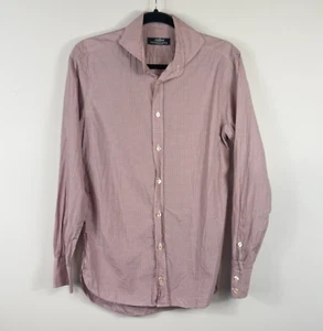 Herringbone Sydney men's shirt red white check long sleeved button up Size 38 - Picture 1 of 11