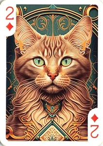 Tarjeta de juego intercambiable individual Art Deco Cat - 2 de diamantes - Imagen 1 de 2