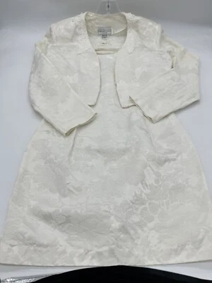 Vestido floral branco Jessica McClintock Gunne Sax 2 peças e jaqueta bolero 9/10 vintage - Imagem 1 de 4