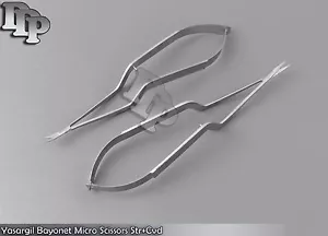 2 Stck. Yasargil Mikroschere 7,5 Zoll scharf/scharf gerade nach oben gebogen chirurgisch - Bild 1 von 3