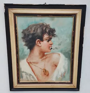 Roberto Carignani (Napoli 1894 - 1975) Scugnizzo Napoletano olio tavola 50x40 cm - Foto 1 di 8