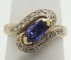 Solid 9ct Rose Gold Natural Sapphire & Diamond Dress Ring Size N Valued At $3510