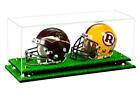 MINI Football Helmet Display Case Clear with Gold Risers and Turf Base (A019-GR)