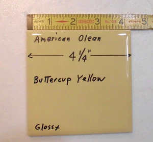 1 pc. Buttercup Yellow: 4-1/4" Glossy Ceramic Tile by American Olean #12, NOS - Picture 1 of 10