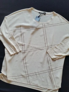 LUISA CERANO Bluse Shirt Seidenfront beige/braun Gr.44/46=UK18 * NEU* - Bild 1 von 5