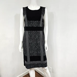 Chicos Size 1.5 10 Dress Sheath Jacquard Patchwork Gray Sleeveless Zip Back NWT - Picture 1 of 10
