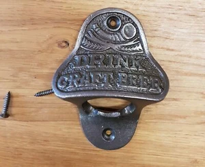 Gusseisen Wandmontage Vintage Antiker Stil Flaschenöffner - TRINKEN HANDWERK BIER - Bild 1 von 3