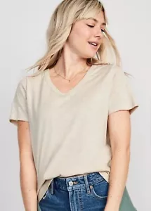 Old Navy Women's Size XXL ~ EveryWear V-Neck Slub-Knit T-Shirt NWT .. Wish Bone - Picture 1 of 4
