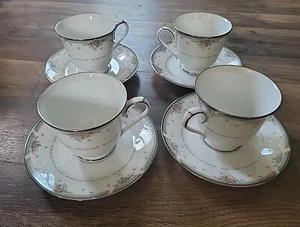 NORITAKE GREENBRIER Lot Of 4 Teacup Coffe Cup & Saucer Sets - Picture 1 of 8