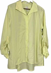 Chico's Neon Beachy Boho bügelfrei 3/4 Ärmel Knopfleiste Shirt 3X - Bild 1 von 8
