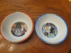Star Wars Bowls Lot of 2 Melamine Yoda Skywalker Obi Wan Darth Vader 6.25" round - Picture 1 of 3