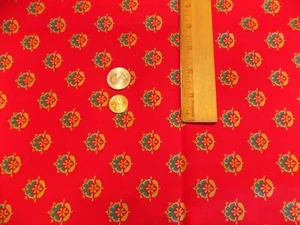 Cotton Fabric 1 Yard Alsace by Jinny Beyer  for RJR Fabrics  Red Turquoise Gold - Picture 1 of 5