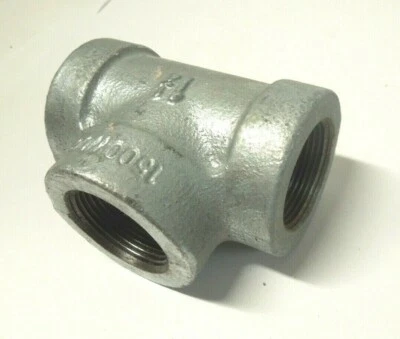 1-1/4" 300 Female NPT Tee Galvanized Malleable Iron Pipe Fitting 101U1 - Image 1 of 2