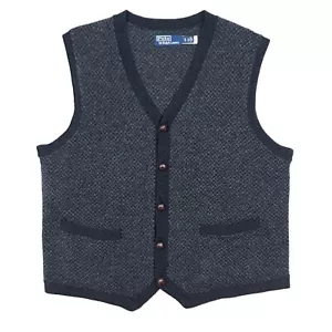 Polo Ralph Lauren Sweater Vest XL Men Waistcoat Wool Knit Button Up Grey BNWOT - Picture 1 of 12
