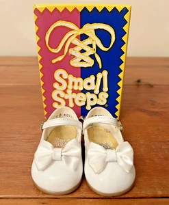 Small Steps White Mary Jane Shoes Bows Size 1 Toddler Baby Doll Vintage NIB - Picture 1 of 4