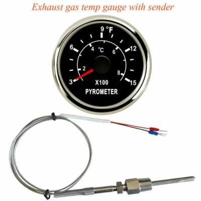 52mm 2-1/16" exhaust gas temp gauge with sender 0-800℃/300-1500F PYROMETER black - Image 1 of 4